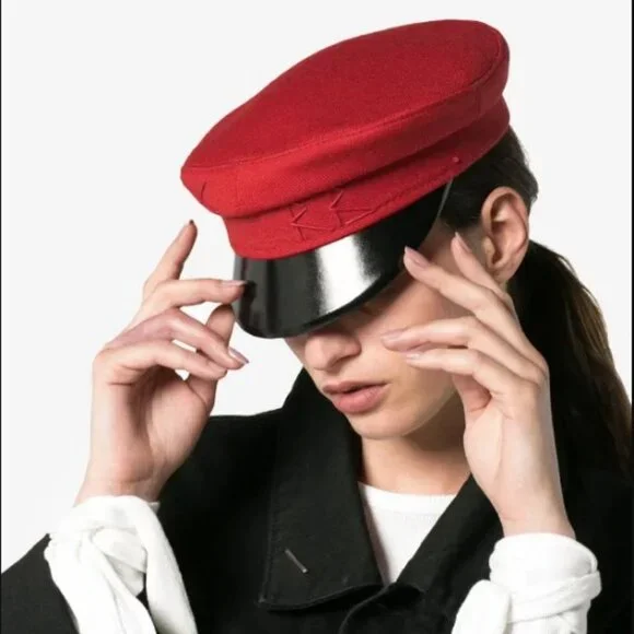 𝐑𝐔𝐒𝐋𝐀𝐍 𝐁𝐀𝐆𝐈𝐍𝐒𝐊𝐈𝐘 Red Wool Baker Boy Cap NEW WITH TAGS!! - Picture 12 of 16